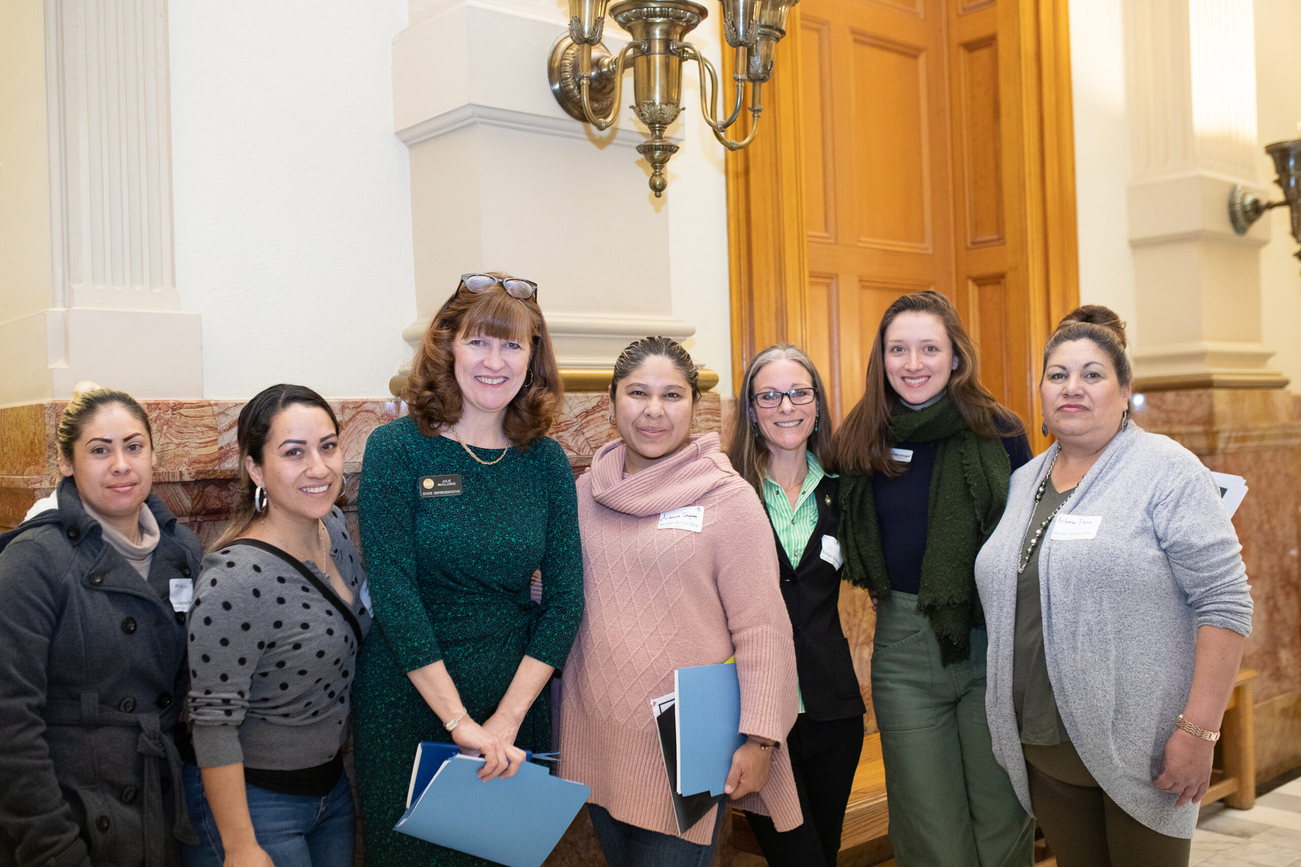 IMG--8793 six women standing with legislator at Colorado state capital